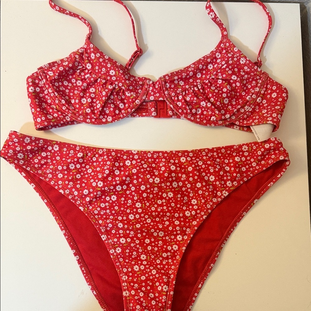 Asos/Daisy Street Vibrant Red Floral Swim Bra